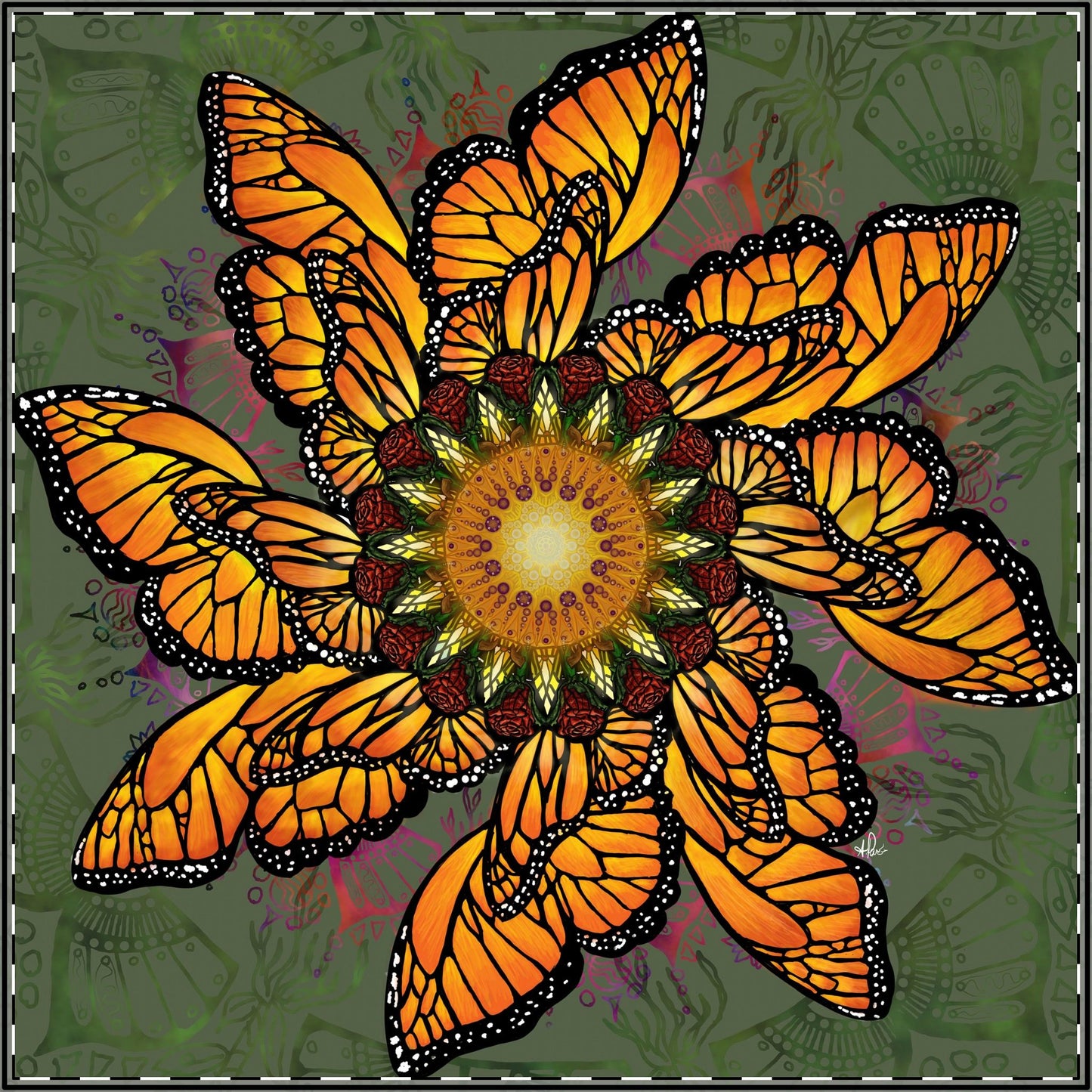 Monarch Butterfly Mandala - Satin Poster