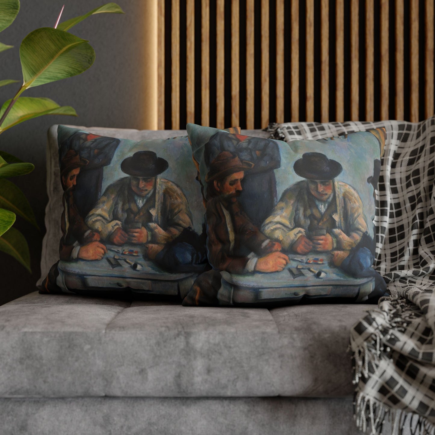 Cézanne, Paul - The Card Players (1892) - Faux Suede Square Pillowcase