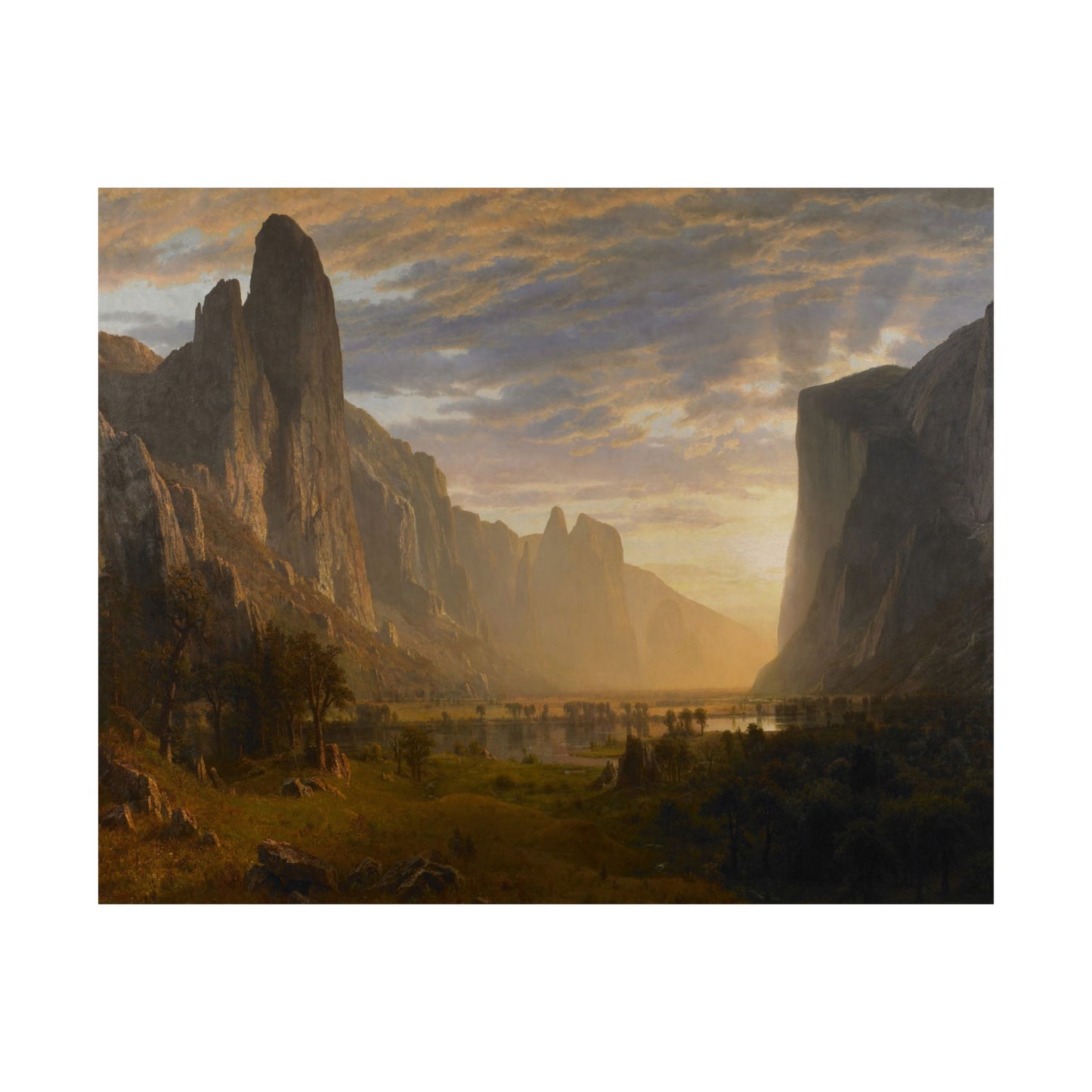 Bierstadt, Albert - Looking Down Yosemite Valley (1865) - Satin Posters