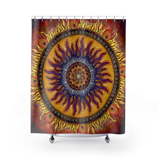 Solar Disc Mandala - Shower Curtains