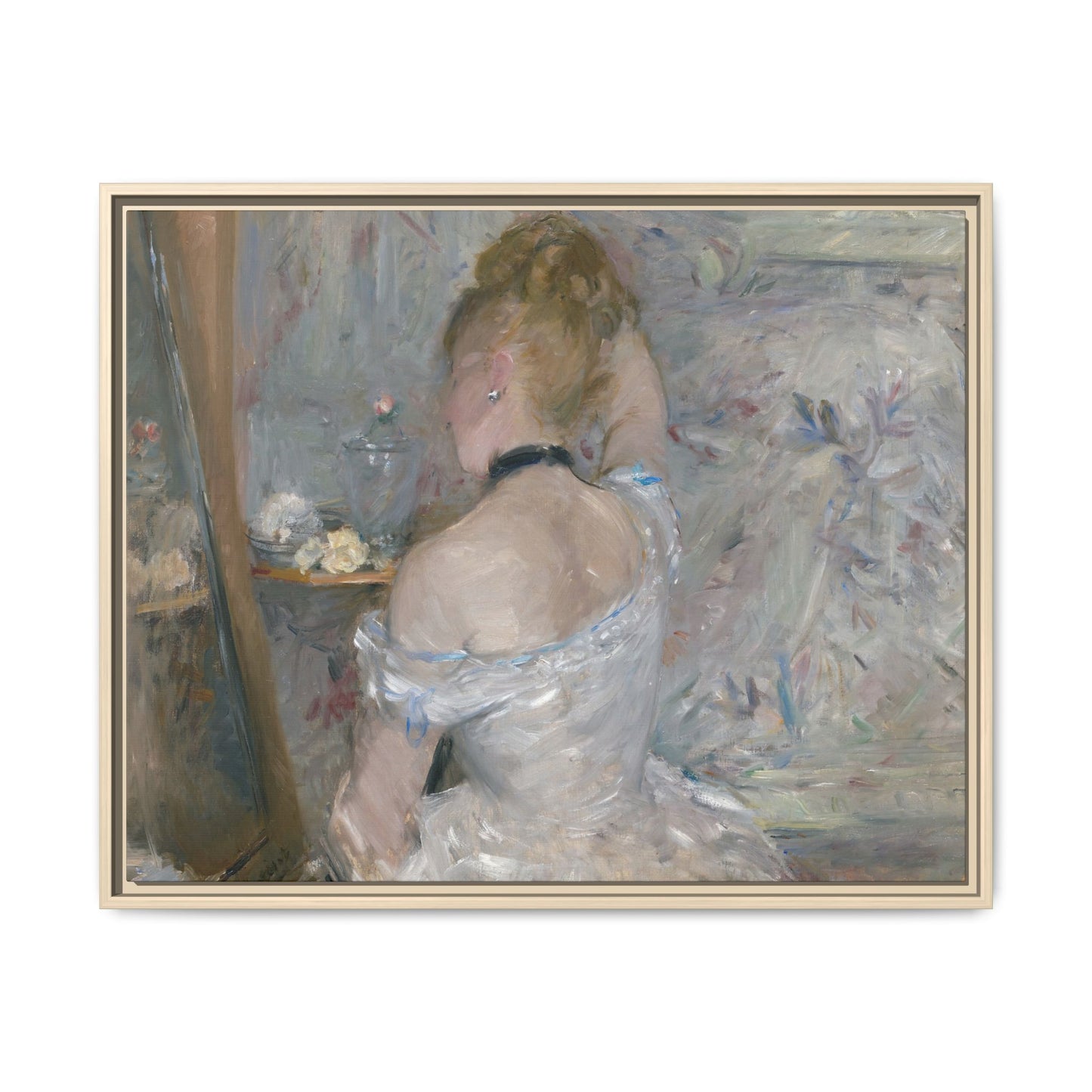 Morisot, Berthe - Woman at Her Toilette (1880) - Matte Canvas, Framed