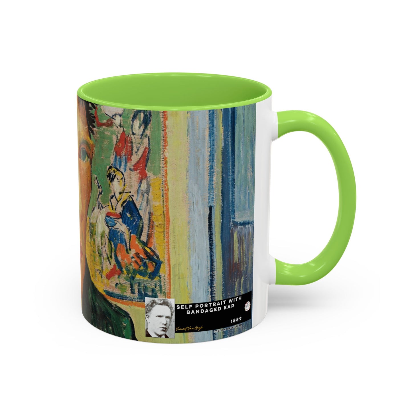 Van Gogh, Vincent - Self Portrait with Bandaged Ear (1889) - Colorful Accent Mugs