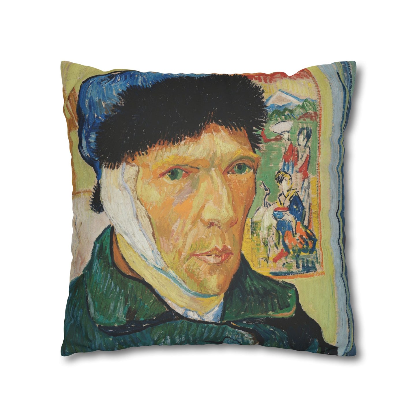 Van Gogh, Vincent - Self Portrait with Bandaged Ear (1889) - Suede Square Pillowcase
