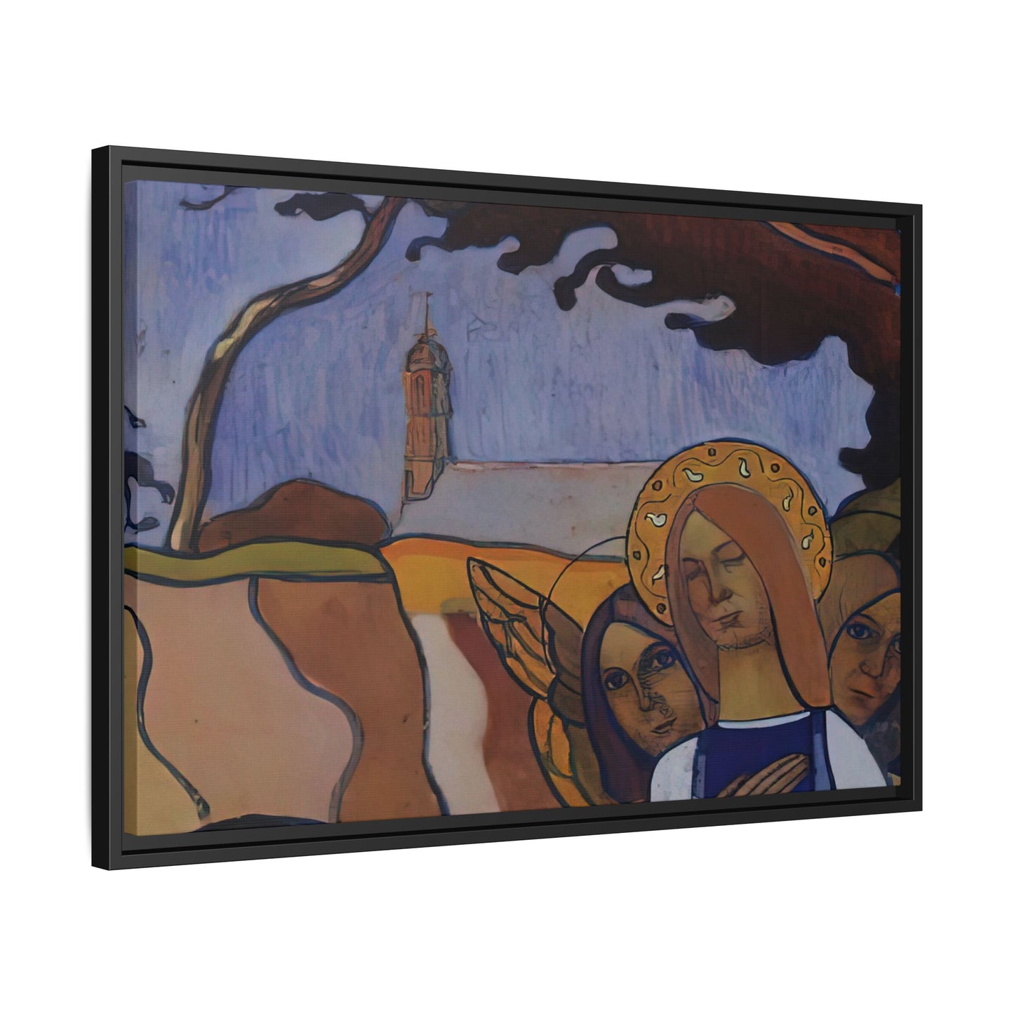 Filiger, Charles - Virgin and Two Angels (1895) - Matte Canvas, Framed