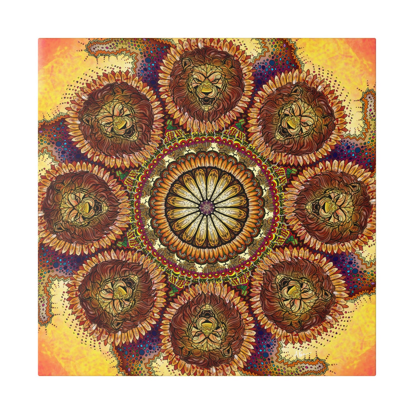 Lion Summer Mandala - Canvas Block