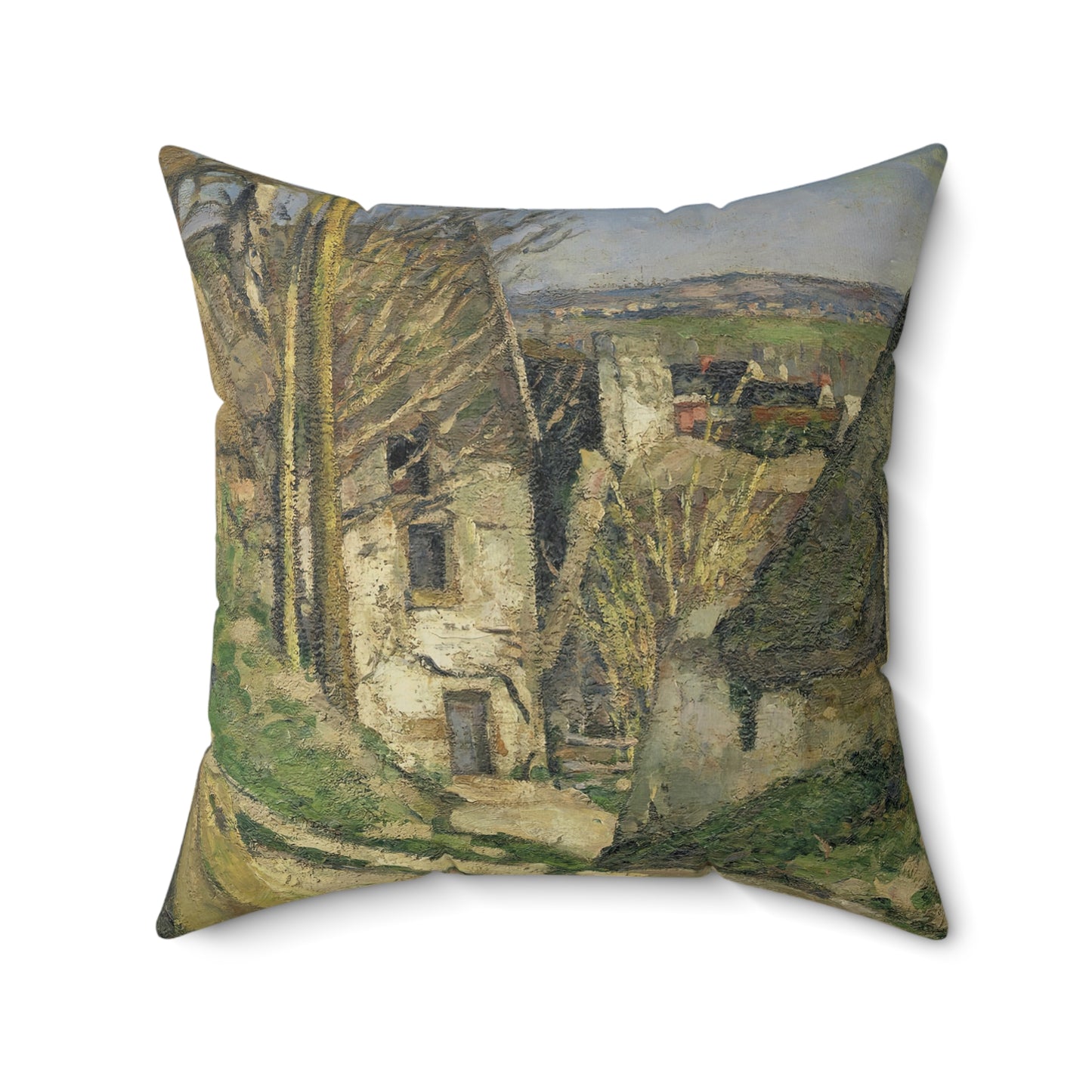 Cézanne, Paul - The House of the Hanged Man, Auvers-sur-Oise (1874) - Suede Square Pillow