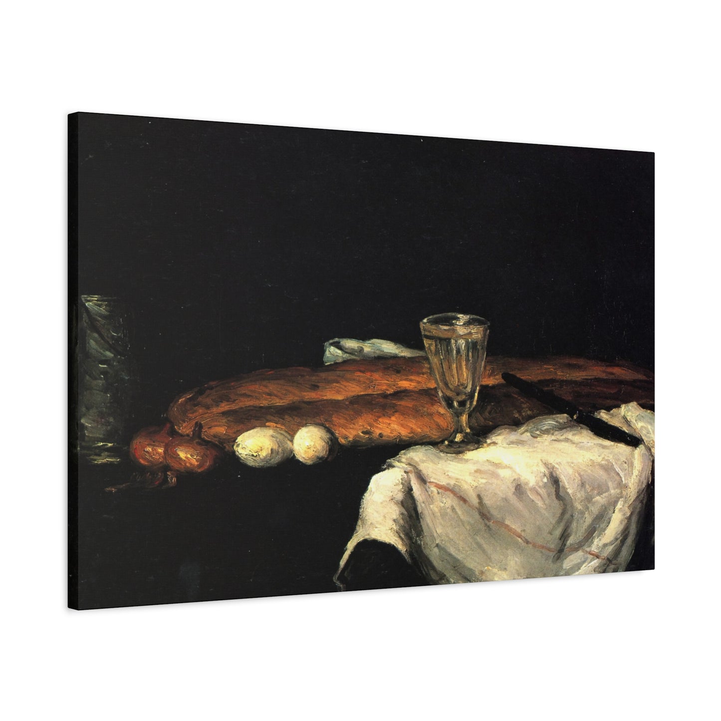 Cézanne, Paul - Still Life with Bread and Eggs (1865) - Canvas Block, unframed