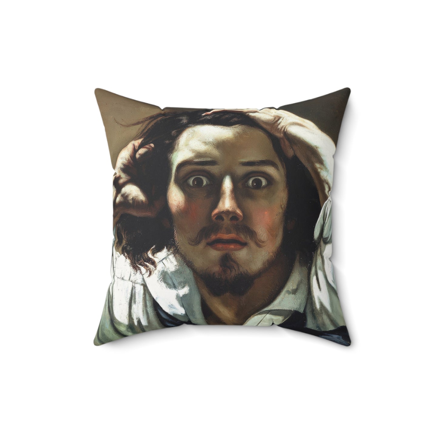 Courbet, Gustave - The Desperate Man (1843) - Suede Square Pillow