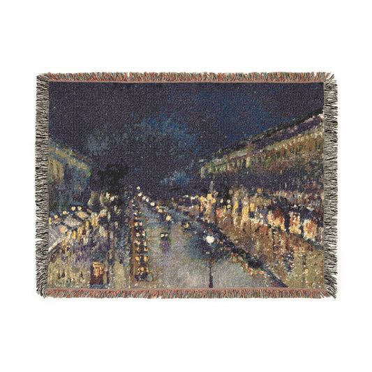Pissarro, Camille - The Boulevard Montmartre At Night (1897) - Woven Blanket