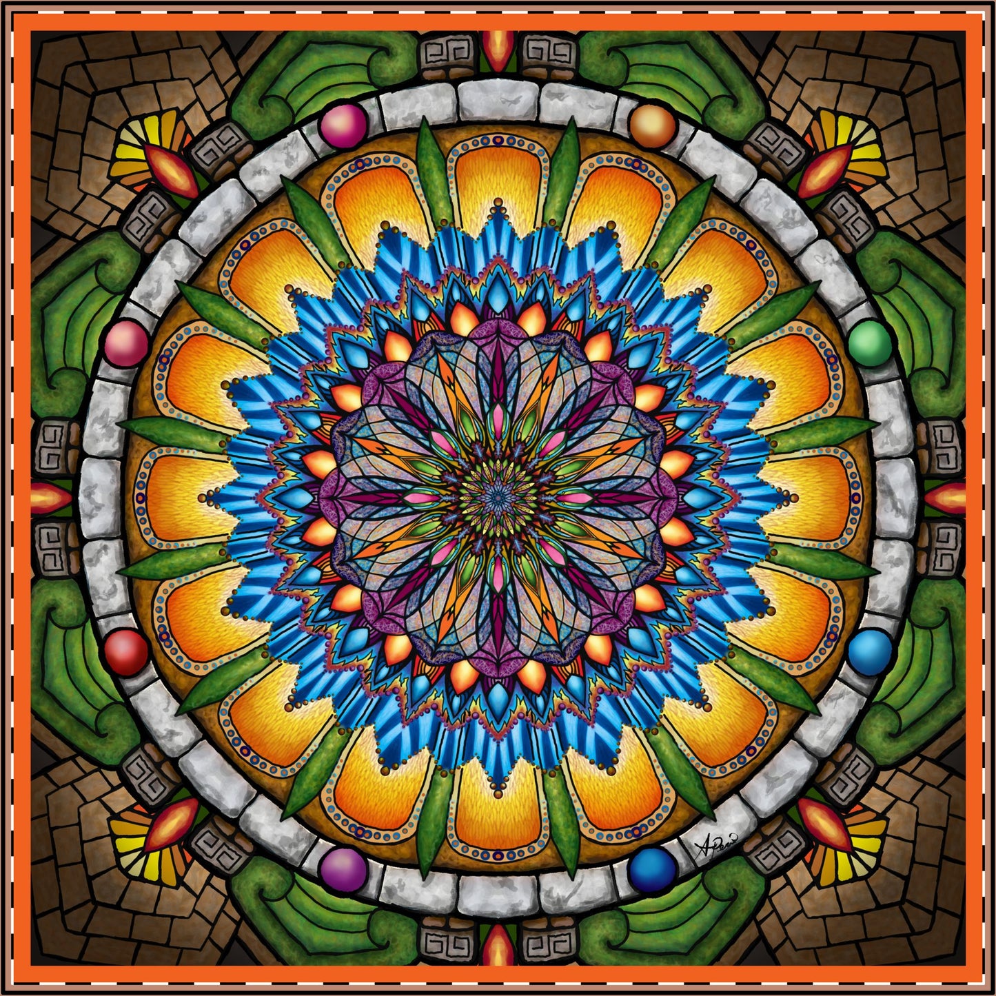 Emerald Arrows Mandala - Satin Poster