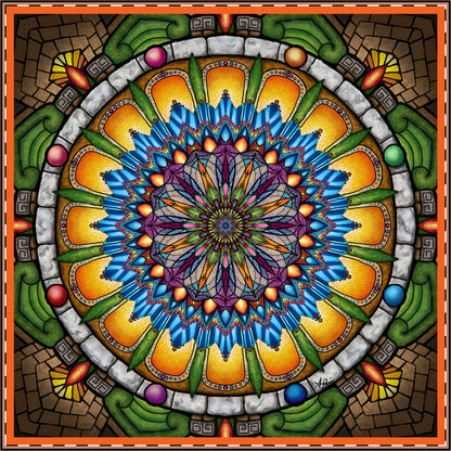 Emerald Arrows Mandala - Satin Poster