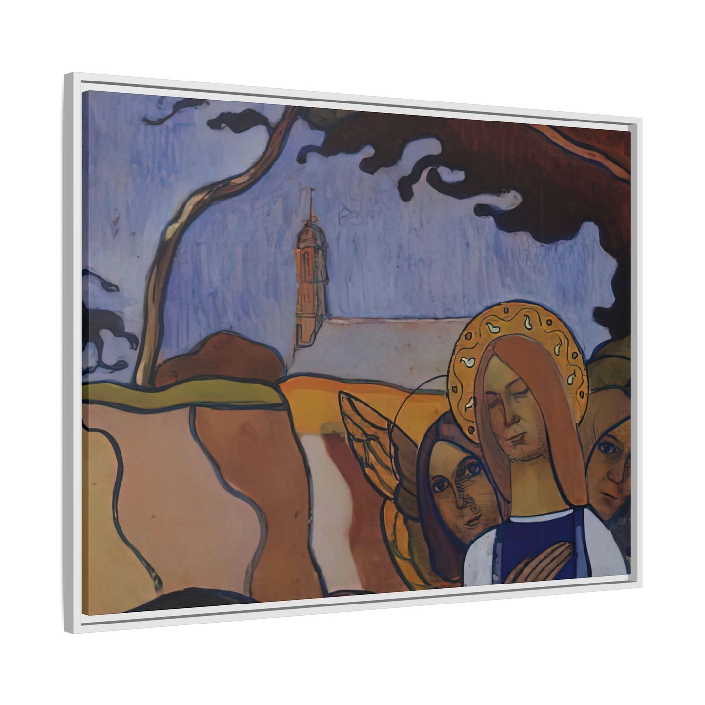 Filiger, Charles - Virgin and Two Angels (1895) - Matte Canvas, Framed