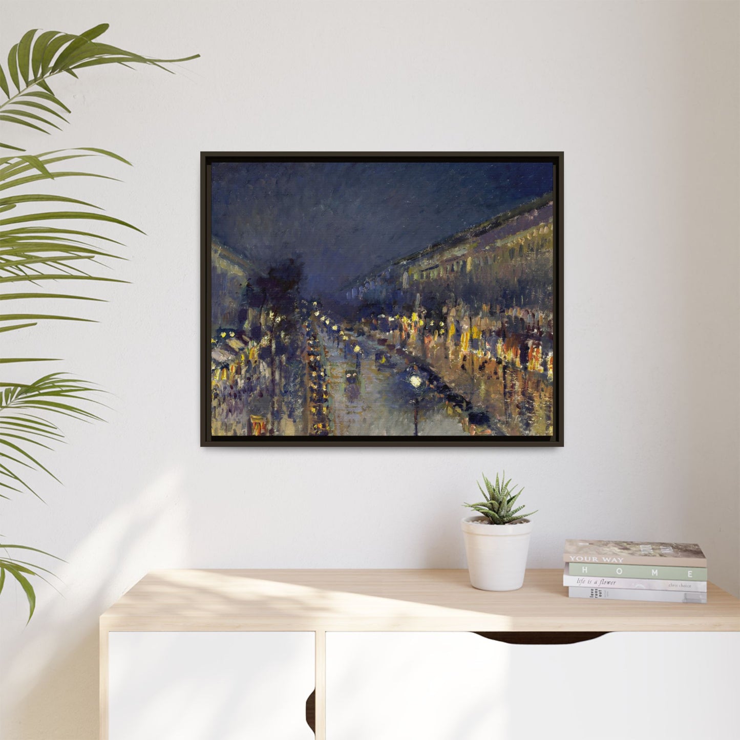 Pissarro, Camille - The Boulevard Montmartre At Night (1897) - Matte Canvas, Framed