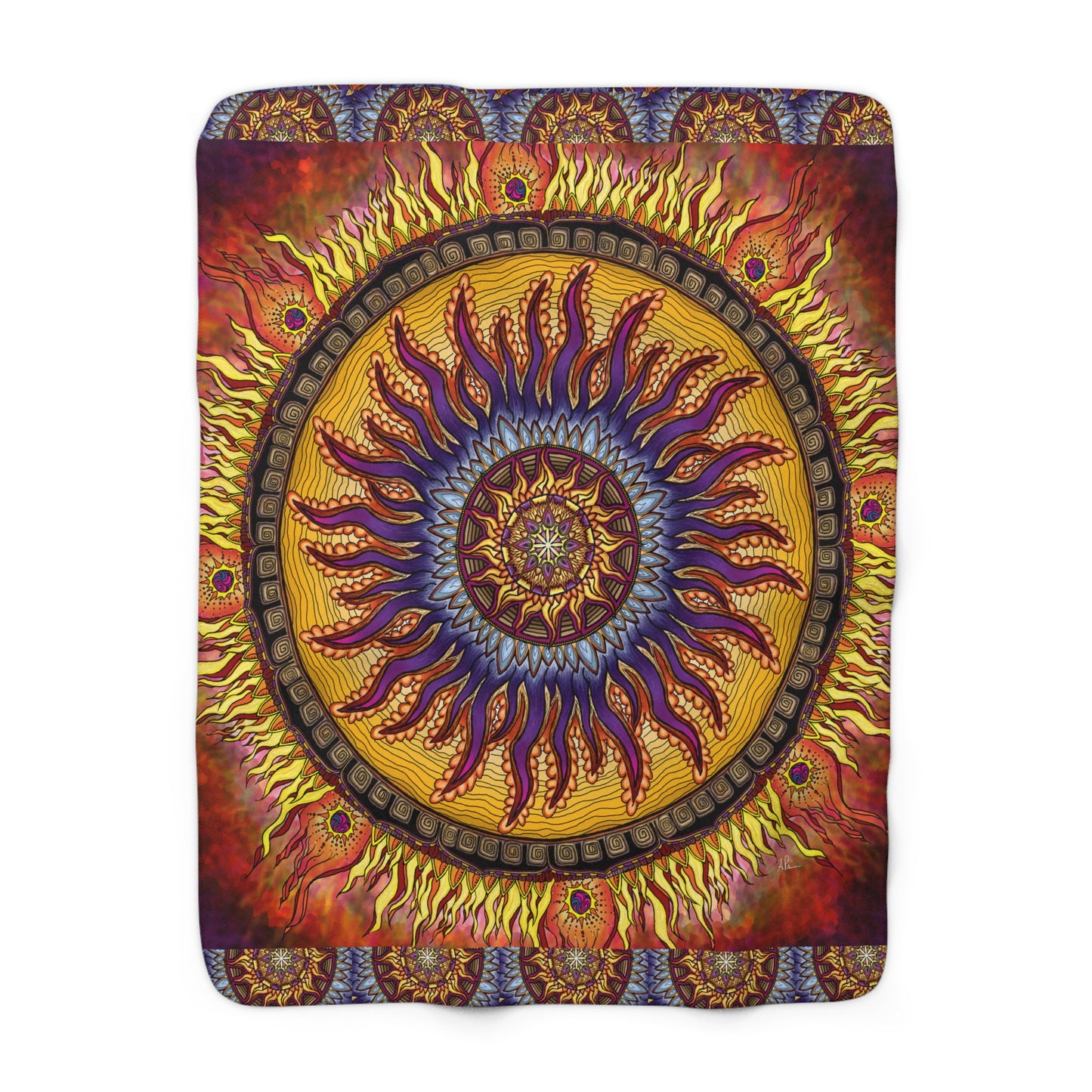 Pacio, Adam - Solar Disc Mandala - Sherpa Fleece Blanket