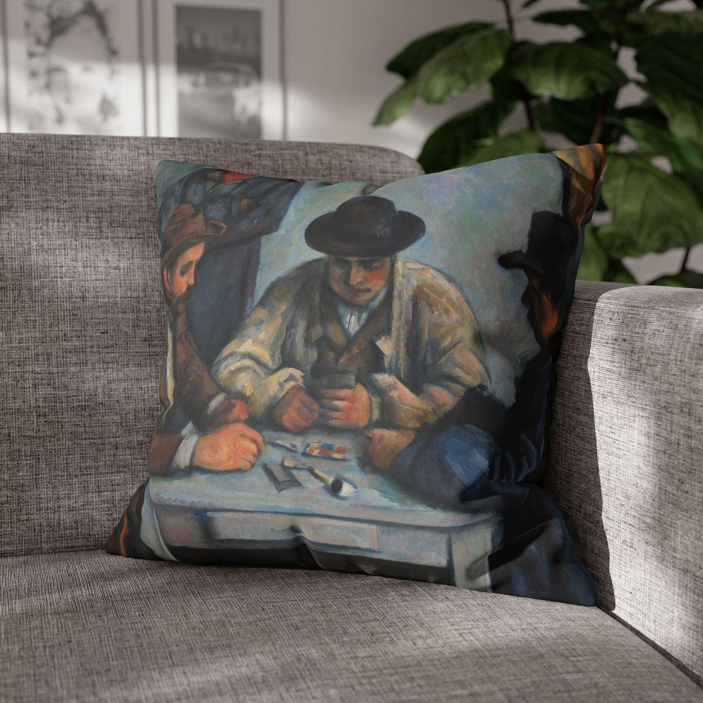 Cézanne, Paul - The Card Players (1892) - Faux Suede Square Pillowcase