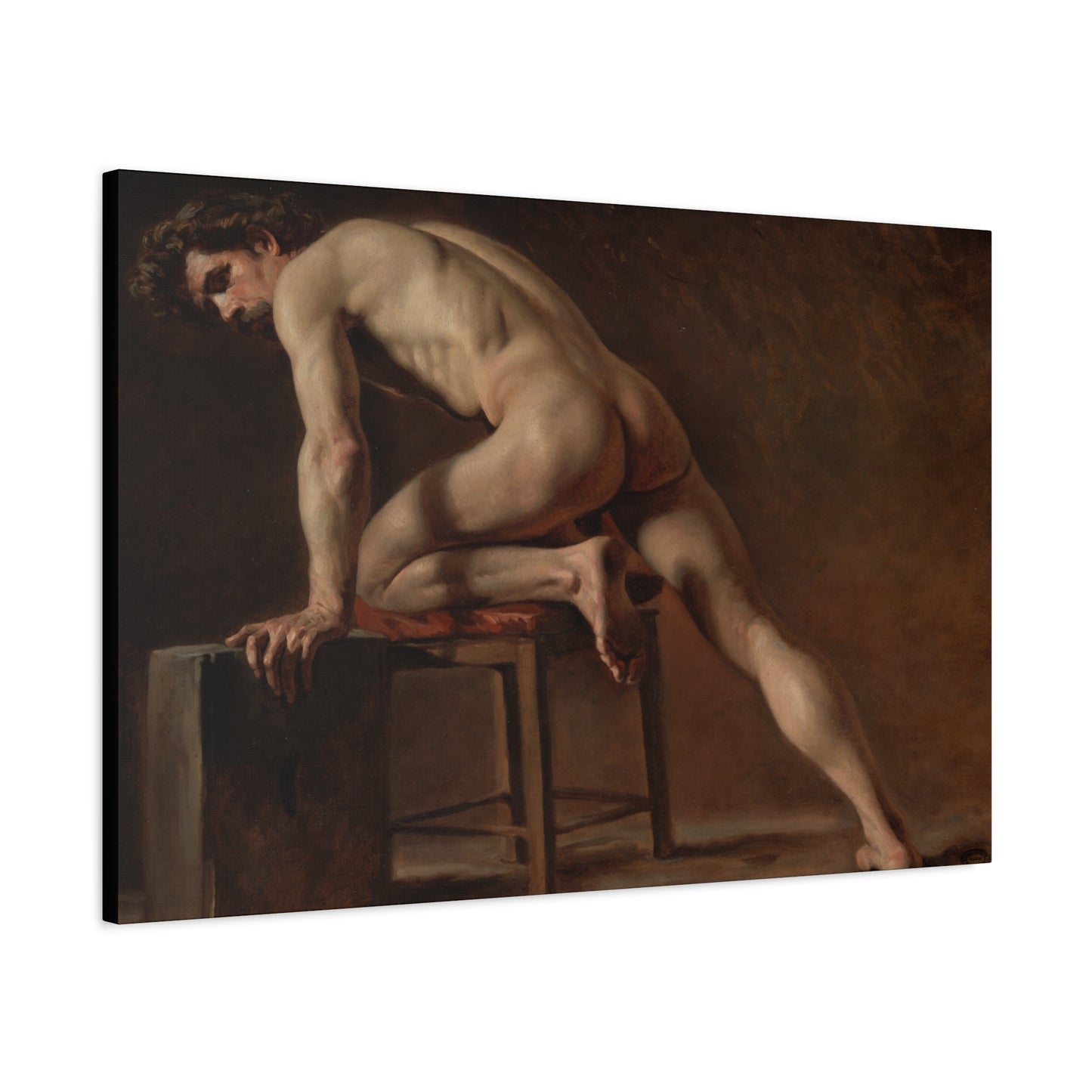 Courbet, Gustave - Study of a Nude Man (1840) - Canvas Block, unframed