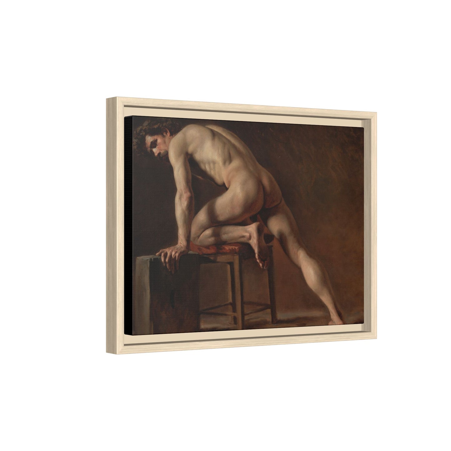 Courbet, Gustave - Study of a Nude Man (1840) - Matte Canvas, Framed