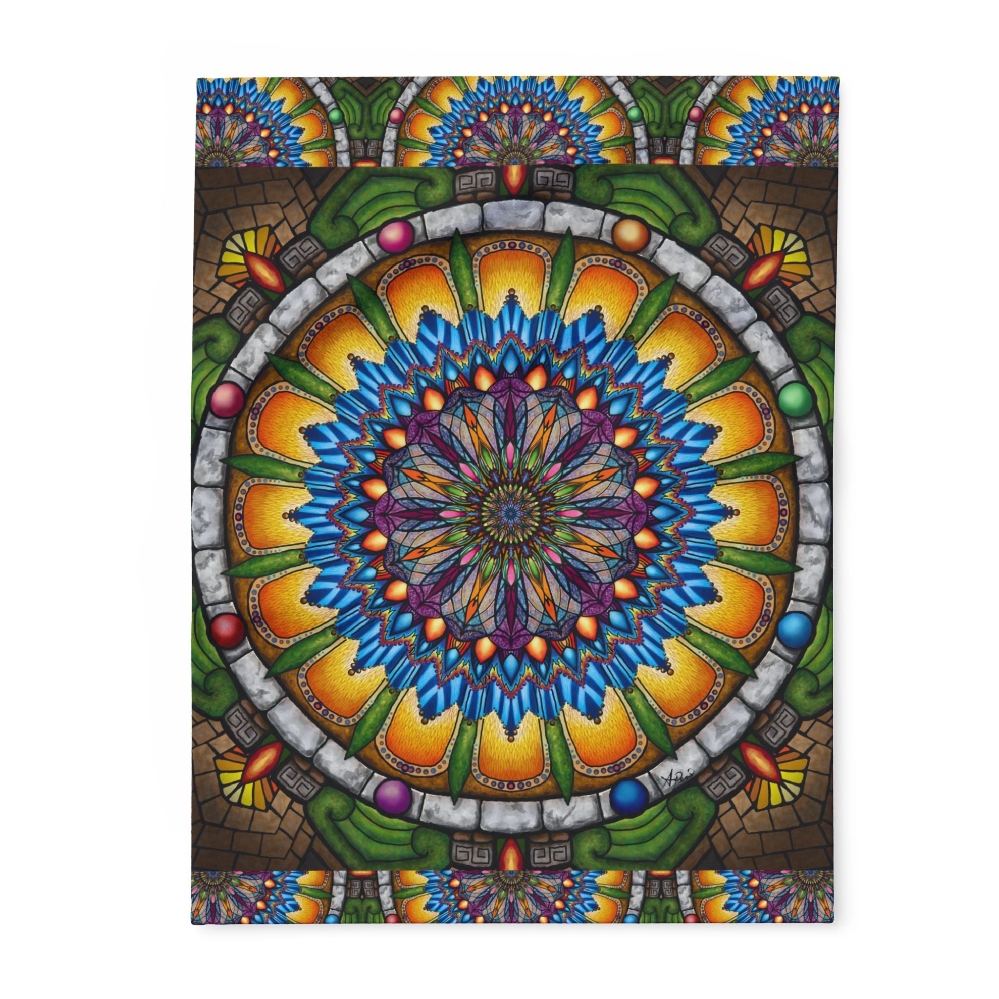 Pacio, Adam - Emerald Arrows Mandala - Arctic Fleece Blanket