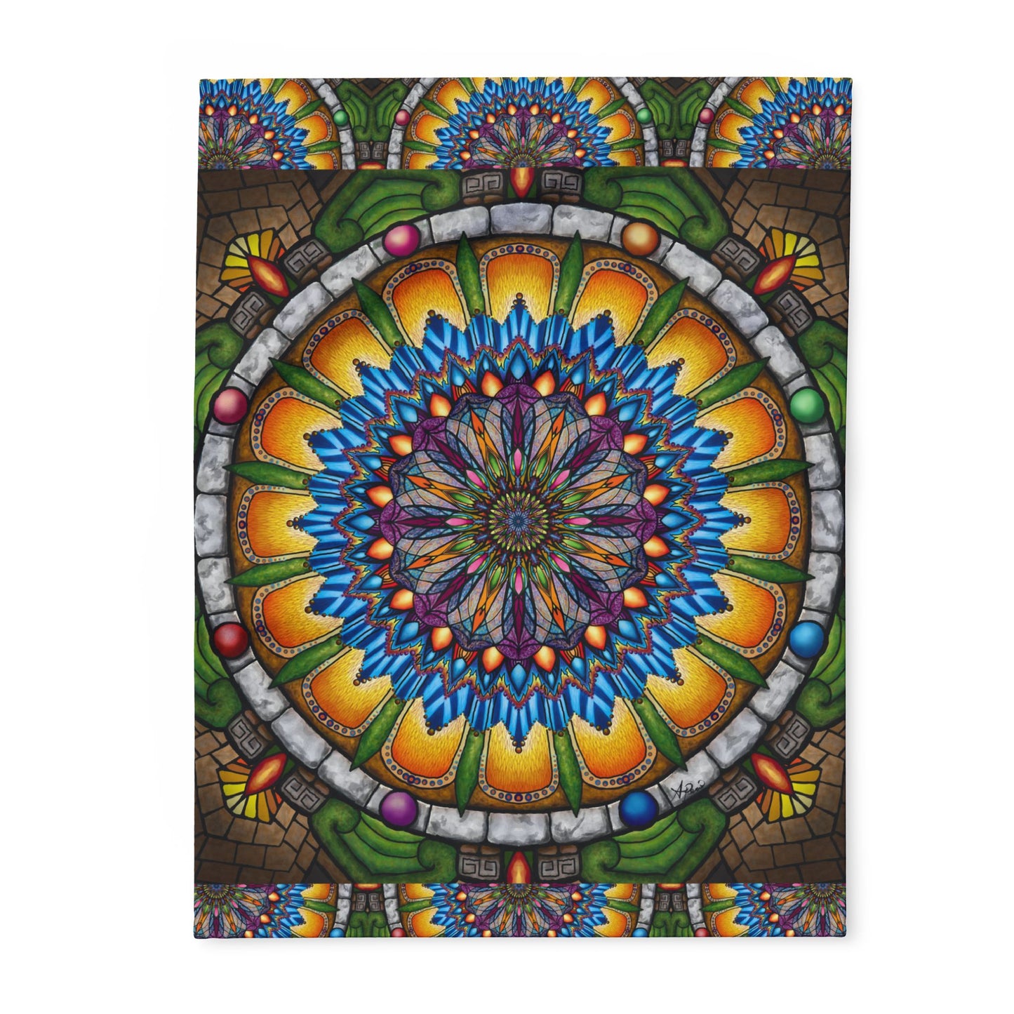 Pacio, Adam - Emerald Arrows Mandala - Arctic Fleece Blanket