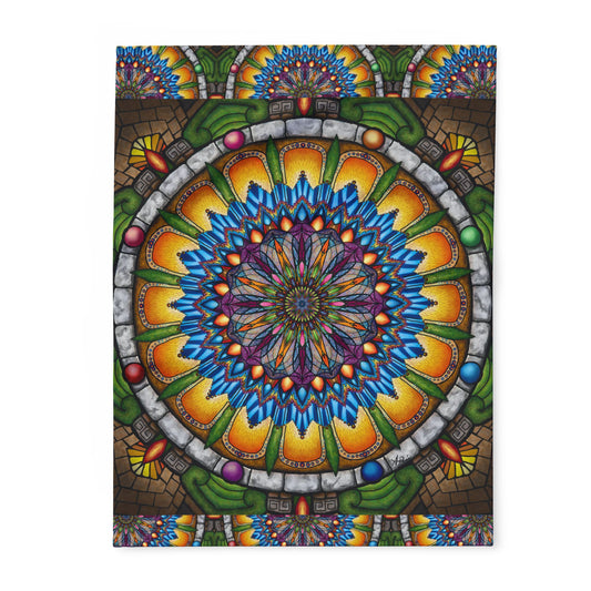 Pacio, Adam - Emerald Arrows Mandala - Arctic Fleece Blanket