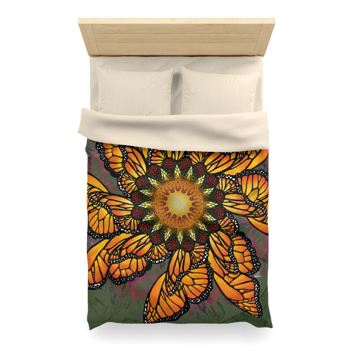Pacio, Adam - Monarch Butterfly Mandala - Microfiber Duvet Cover