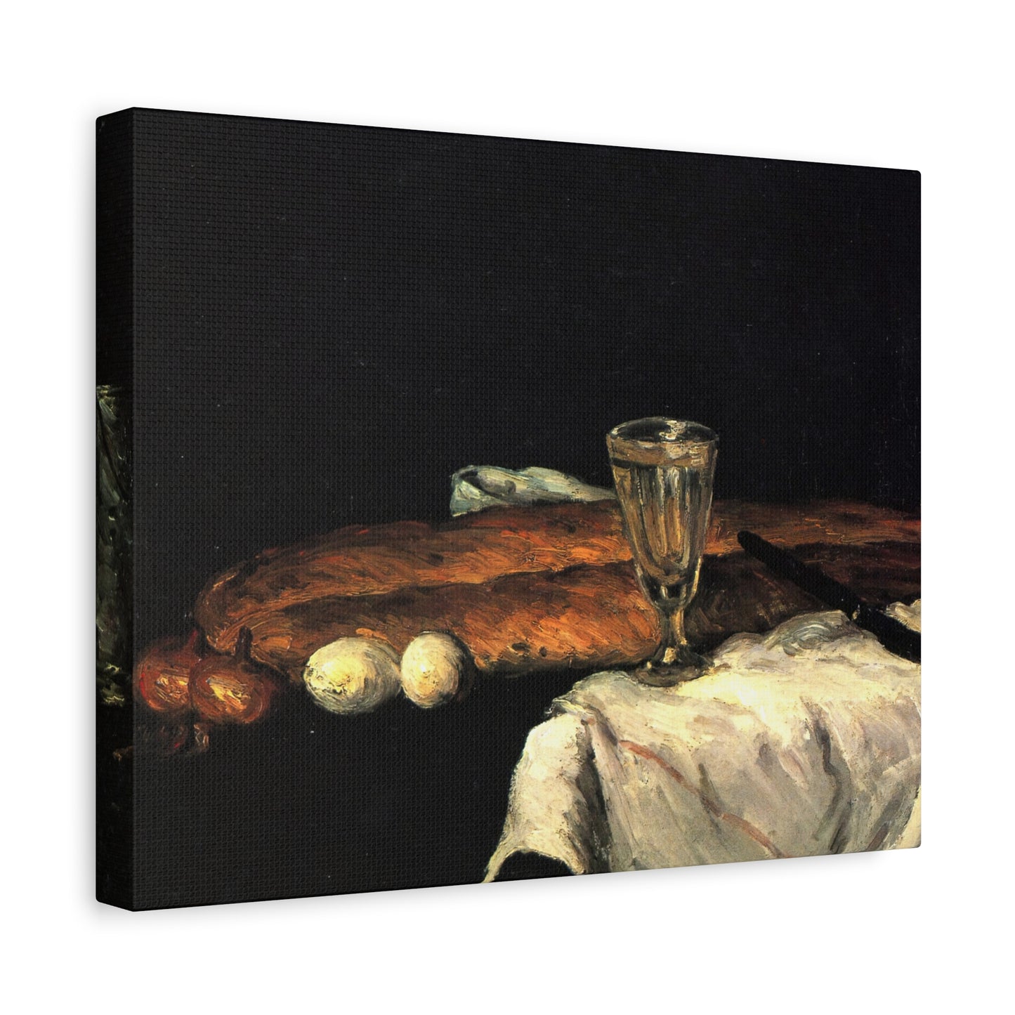 Cézanne, Paul - Still Life with Bread and Eggs (1865) - Canvas Block, unframed