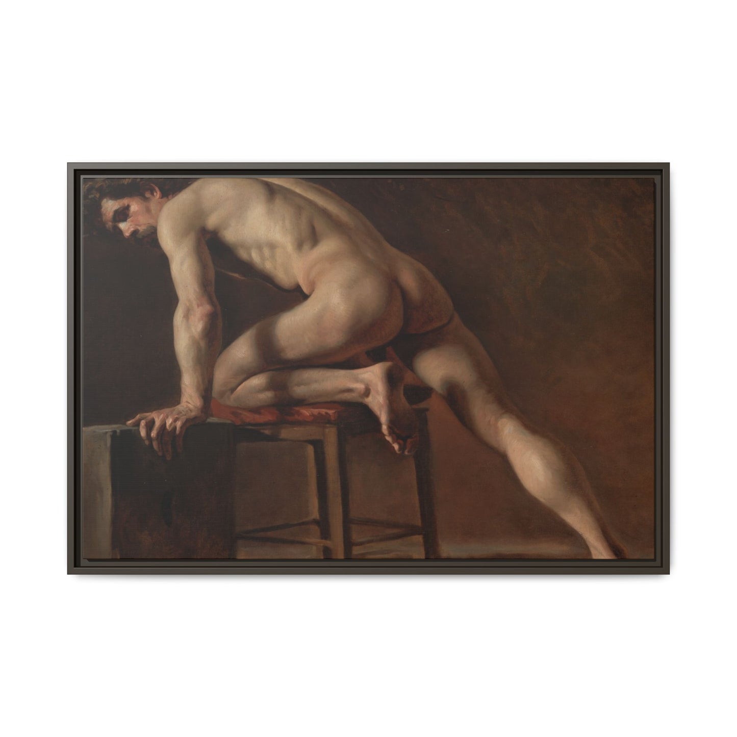 Courbet, Gustave - Study of a Nude Man (1840) - Matte Canvas, Framed