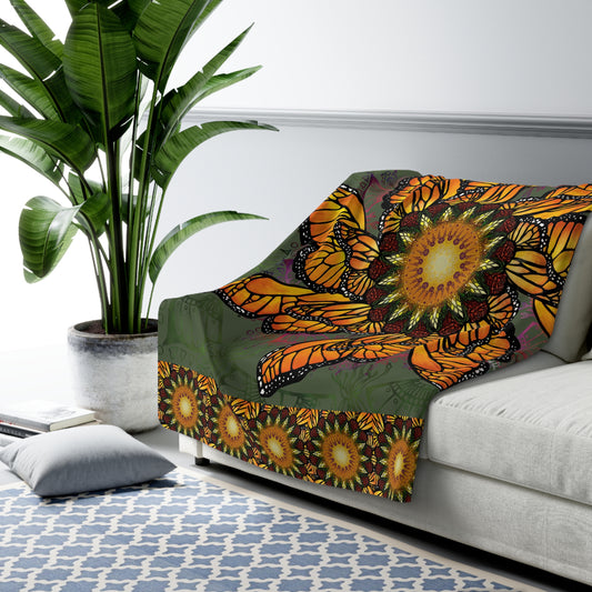 Pacio, Adam - Monarch Buttefly Mandala - Sherpa Fleece Blanket