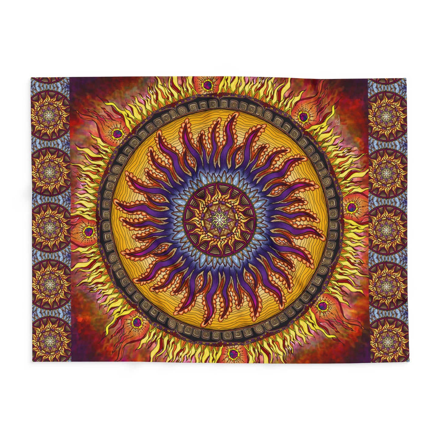 Solar Disc Mandala - Arctic Fleece Blanket