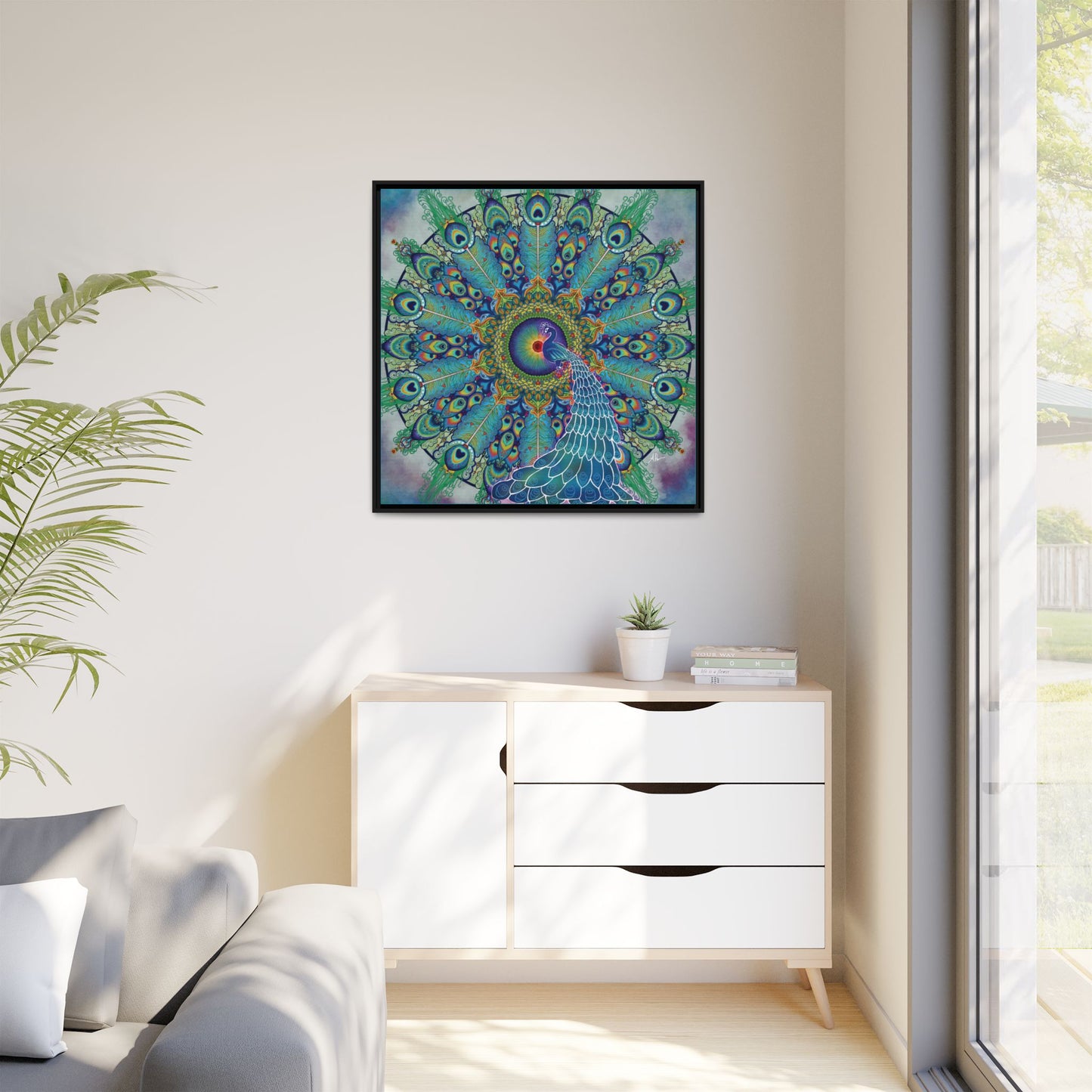 Melek Taus Mandala - Framed Matte Canvas