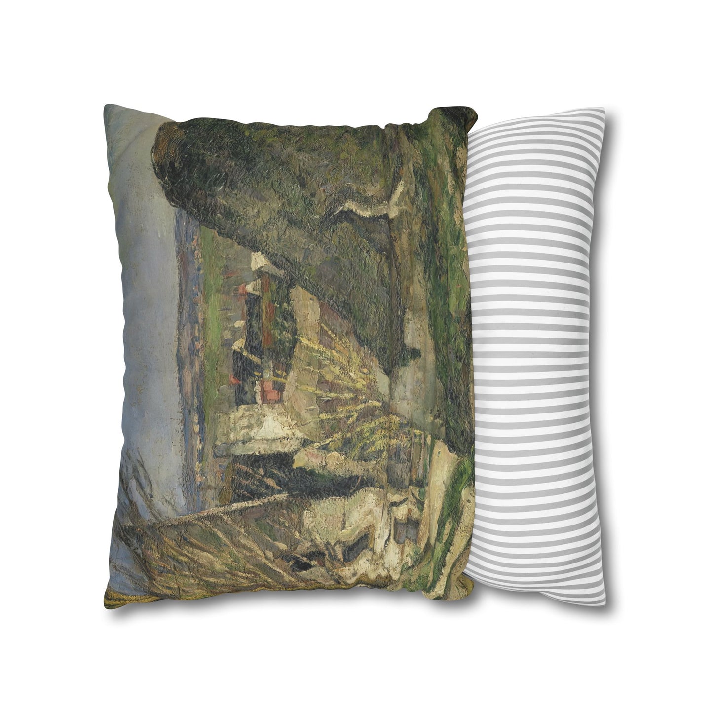 Cézanne, Paul - The House of the Hanged Man, Auvers-sur-Oise (1874) - Suede Square Pillowcase