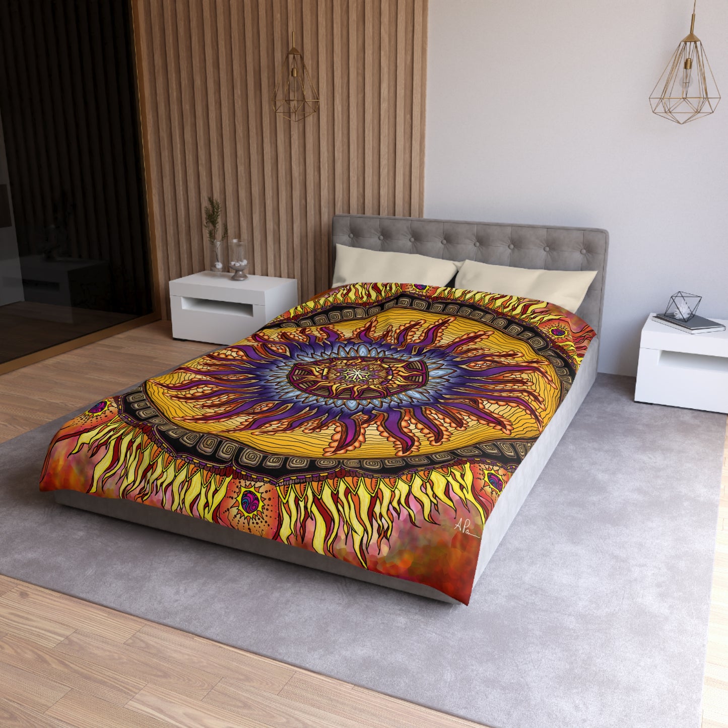 Pacio, Adam - Solar Disc Mandala - Microfiber Duvet Cover
