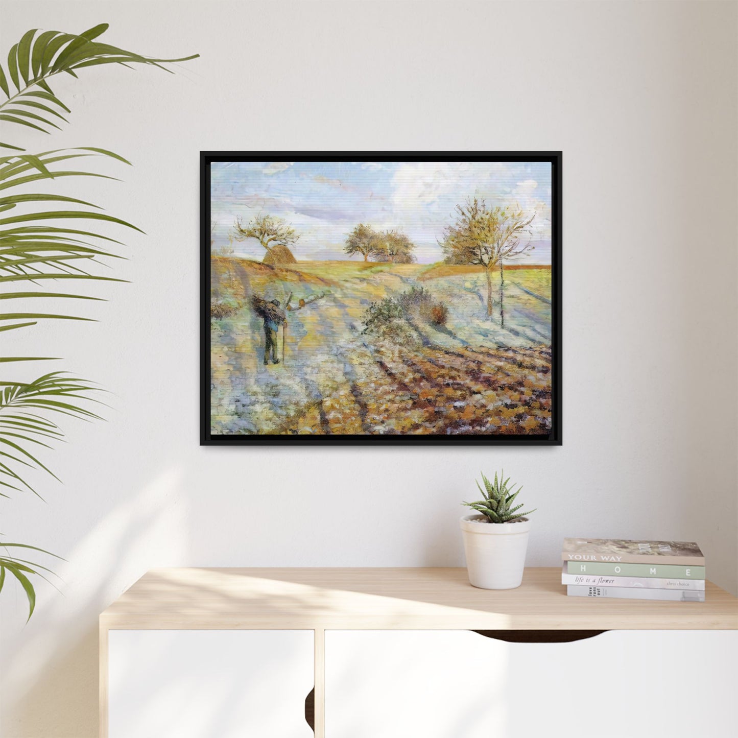 Pissarro, Camille - Hoarfrost (1873) - Matte Canvas, Framed