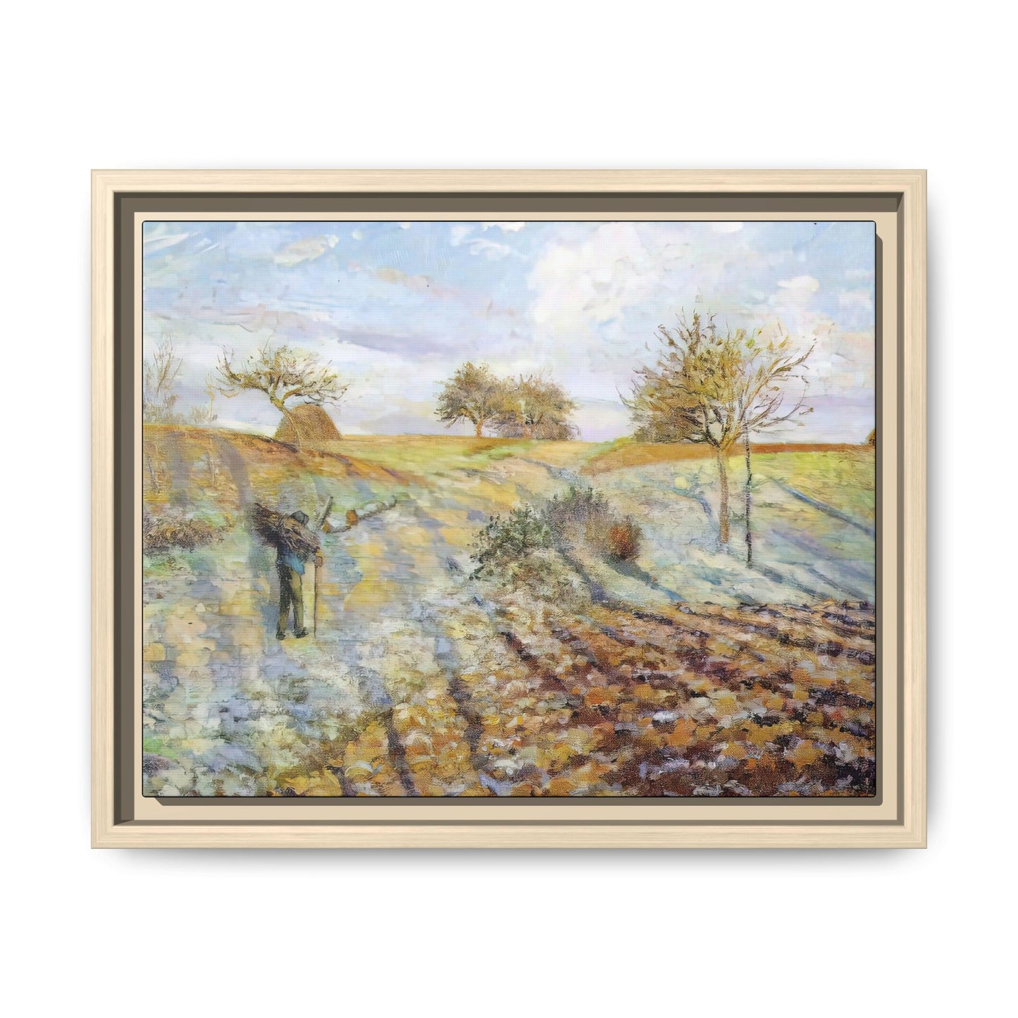 Pissarro, Camille - Hoarfrost (1873) - Matte Canvas, Framed