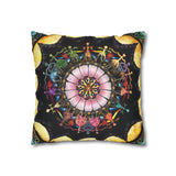 Obsidian Grandmothers Mandala - Suede Square Pillowcase