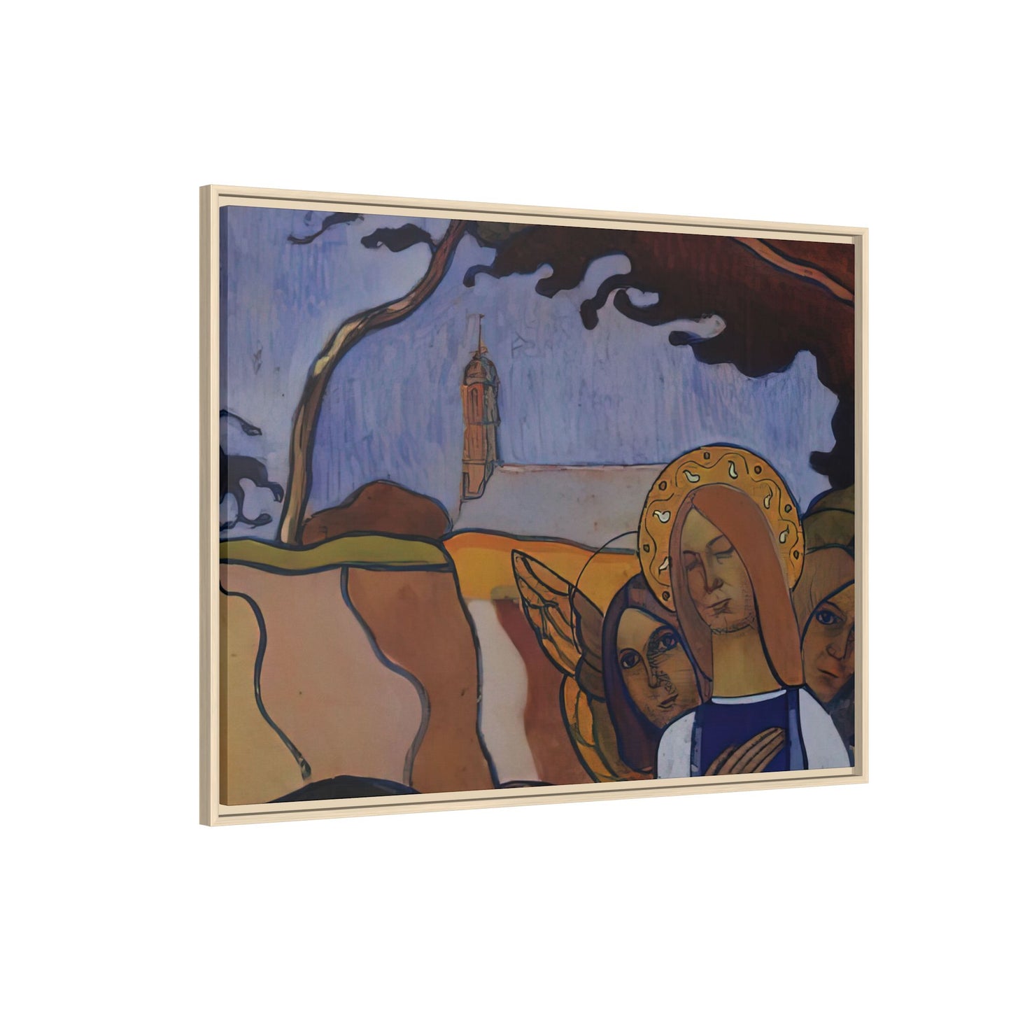 Filiger, Charles - Virgin and Two Angels (1895) - Matte Canvas, Framed