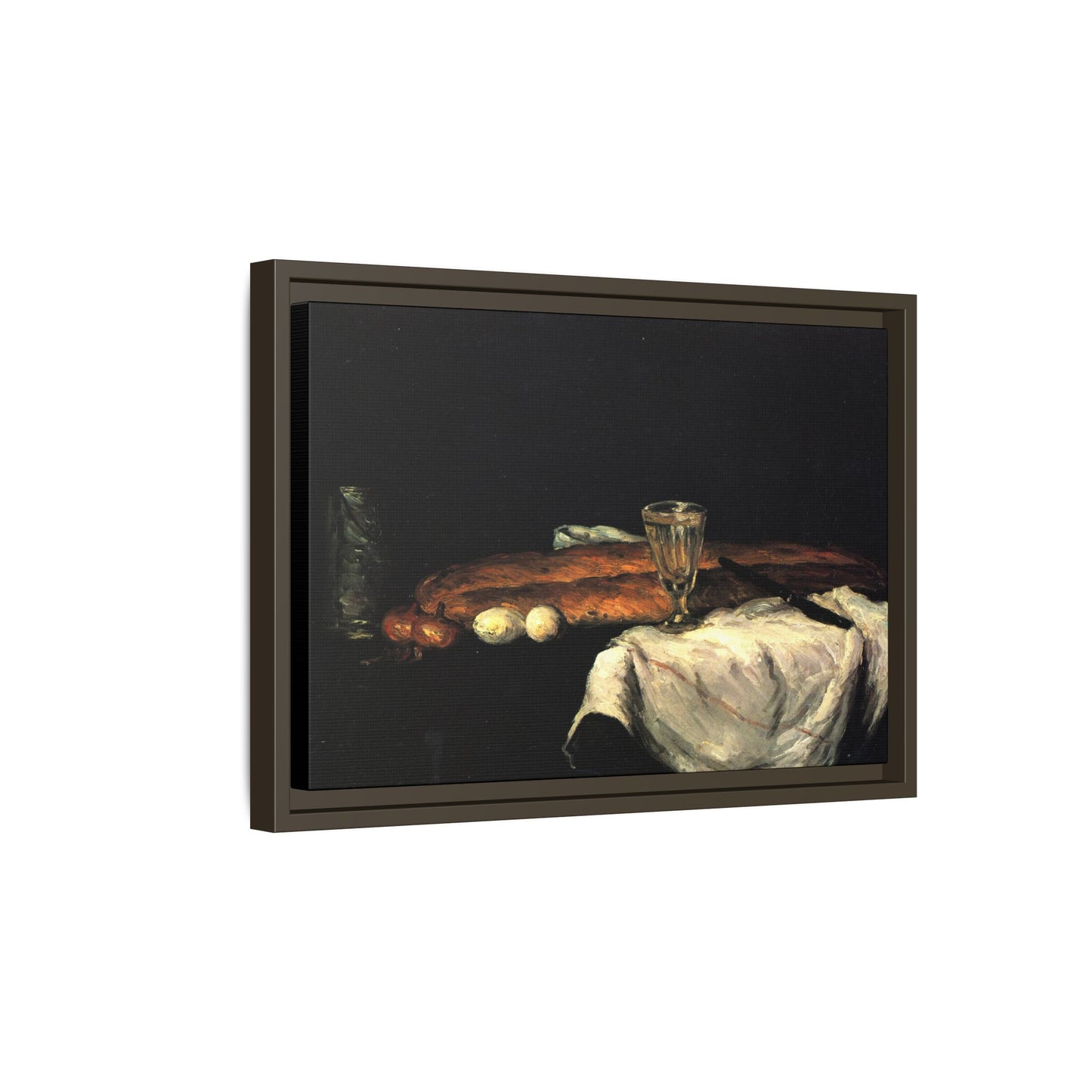 Cézanne, Paul - Still Life with Bread and Eggs (1865) - Matte Canvas, Framed