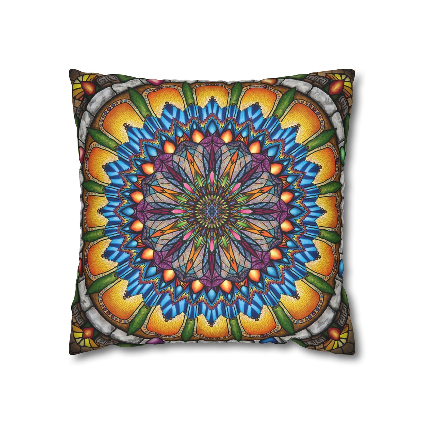 Pacio, Adam - Emerald Arrows Mandala - Suede Square Pillowcase