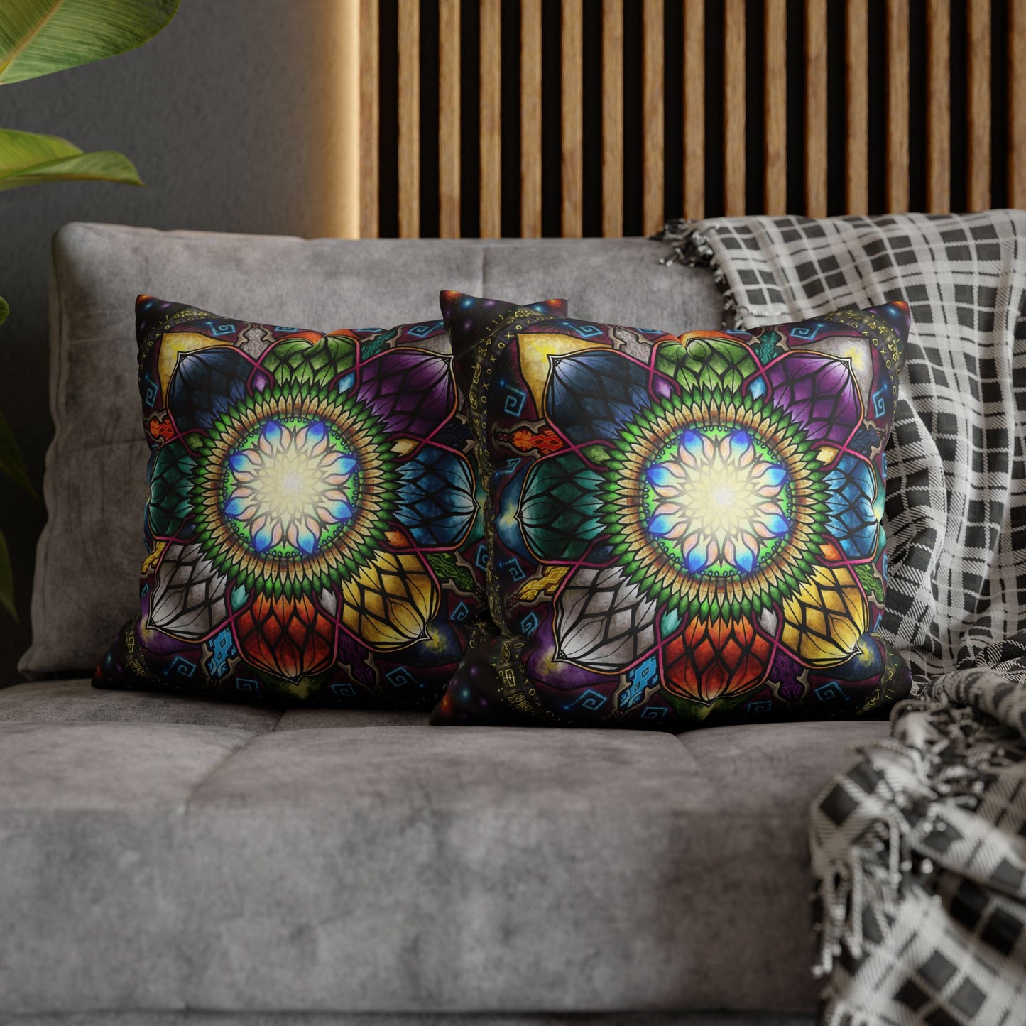 Pacio, Adam - Mystic Jewel Mandala - Suede Square Pillowcase