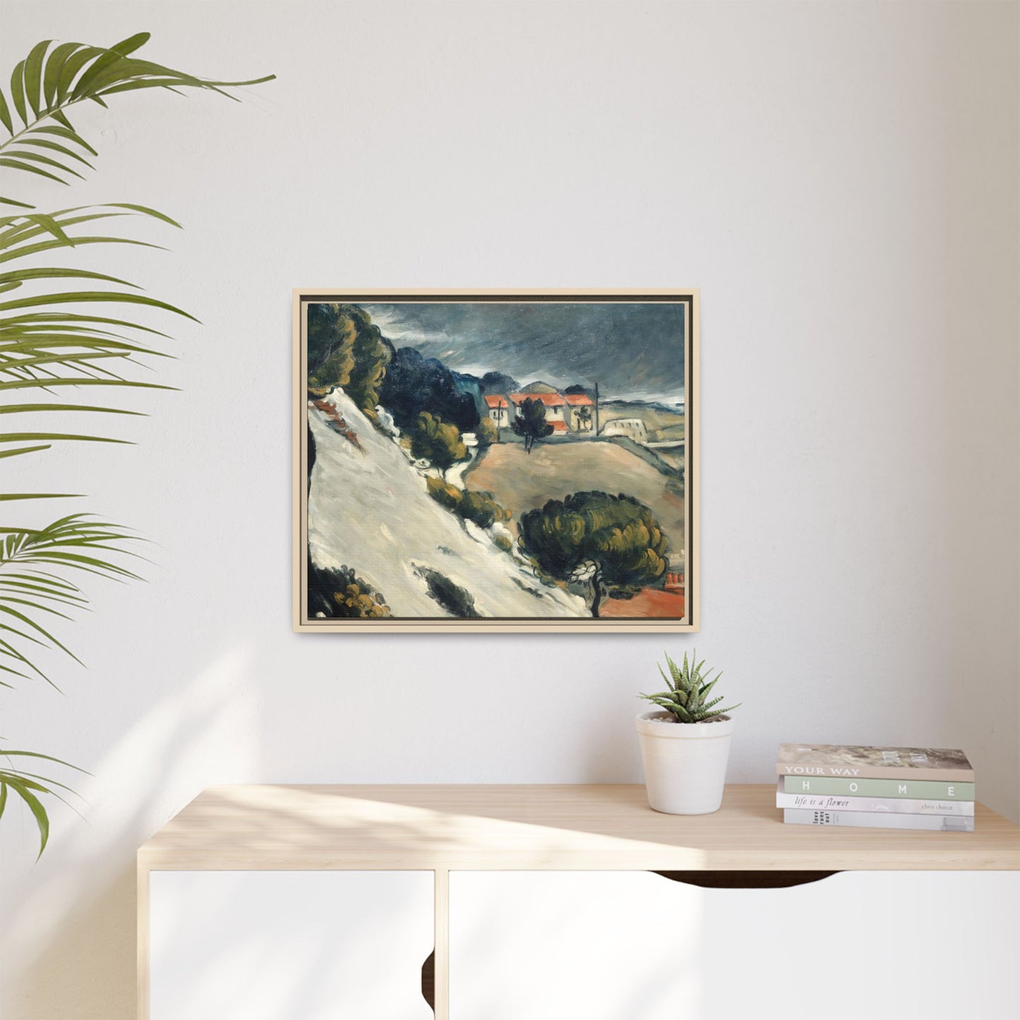 Cézanne, Paul - L’Estaque, Melting Snow (1870) - Matte Canvas, Framed