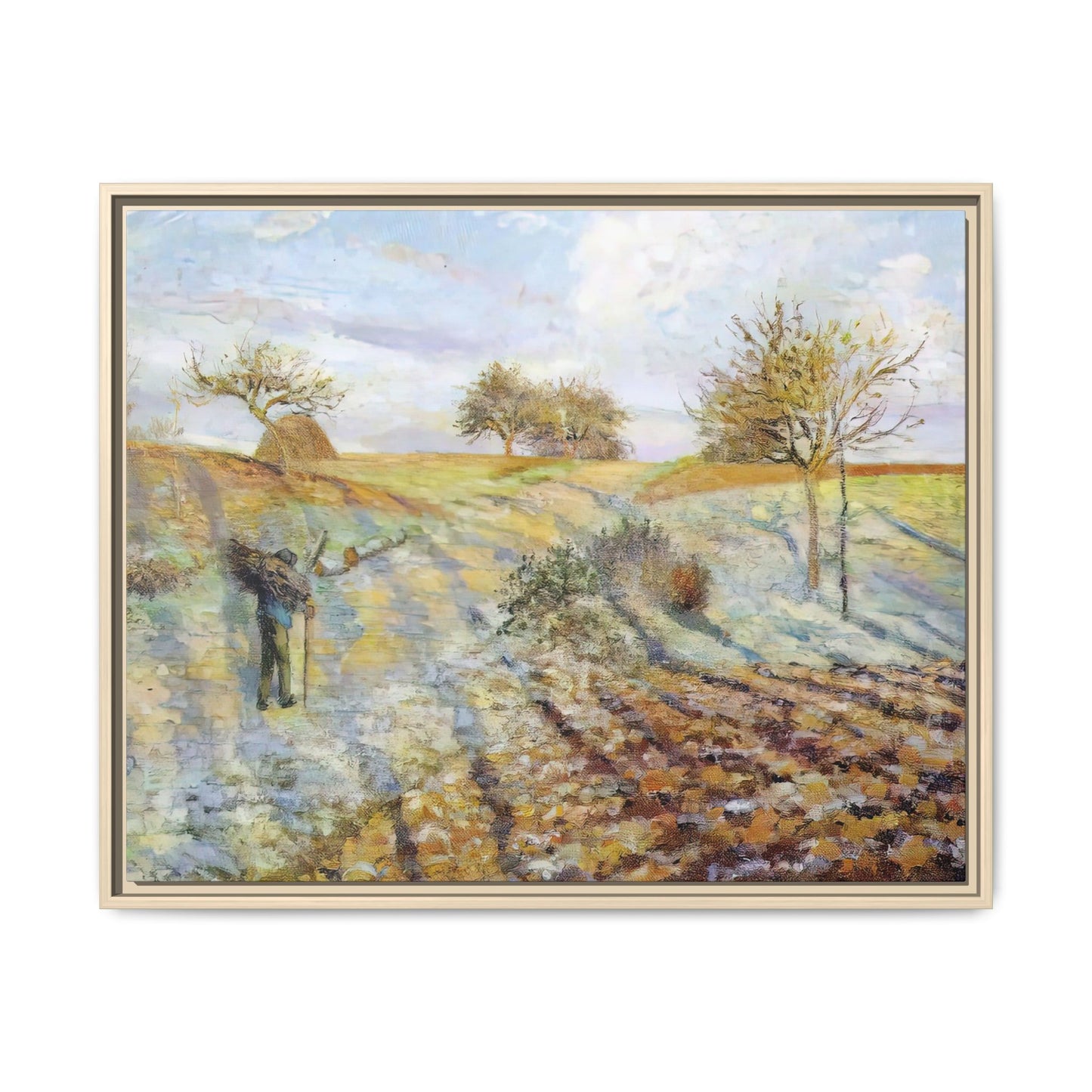 Pissarro, Camille - Hoarfrost (1873) - Matte Canvas, Framed