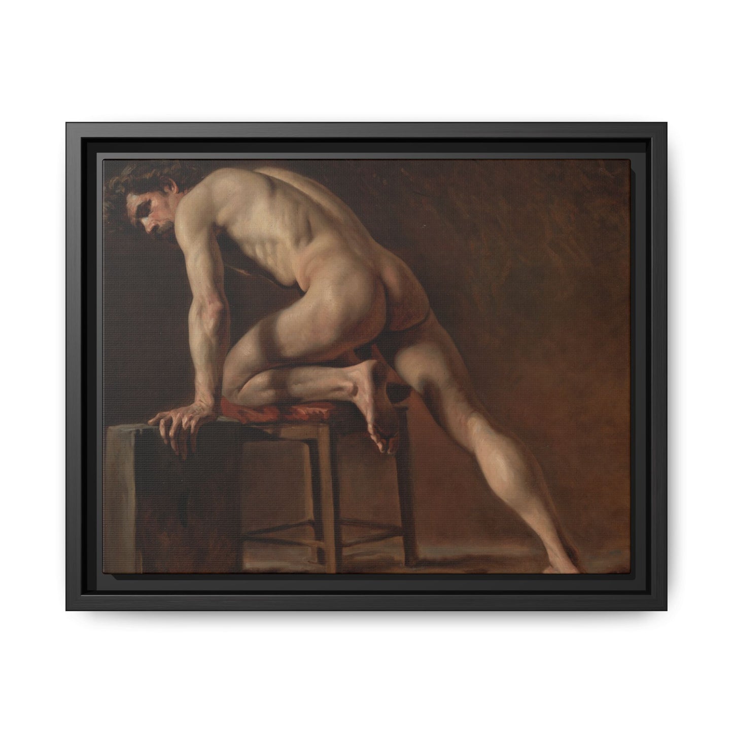 Courbet, Gustave - Study of a Nude Man (1840) - Matte Canvas, Framed