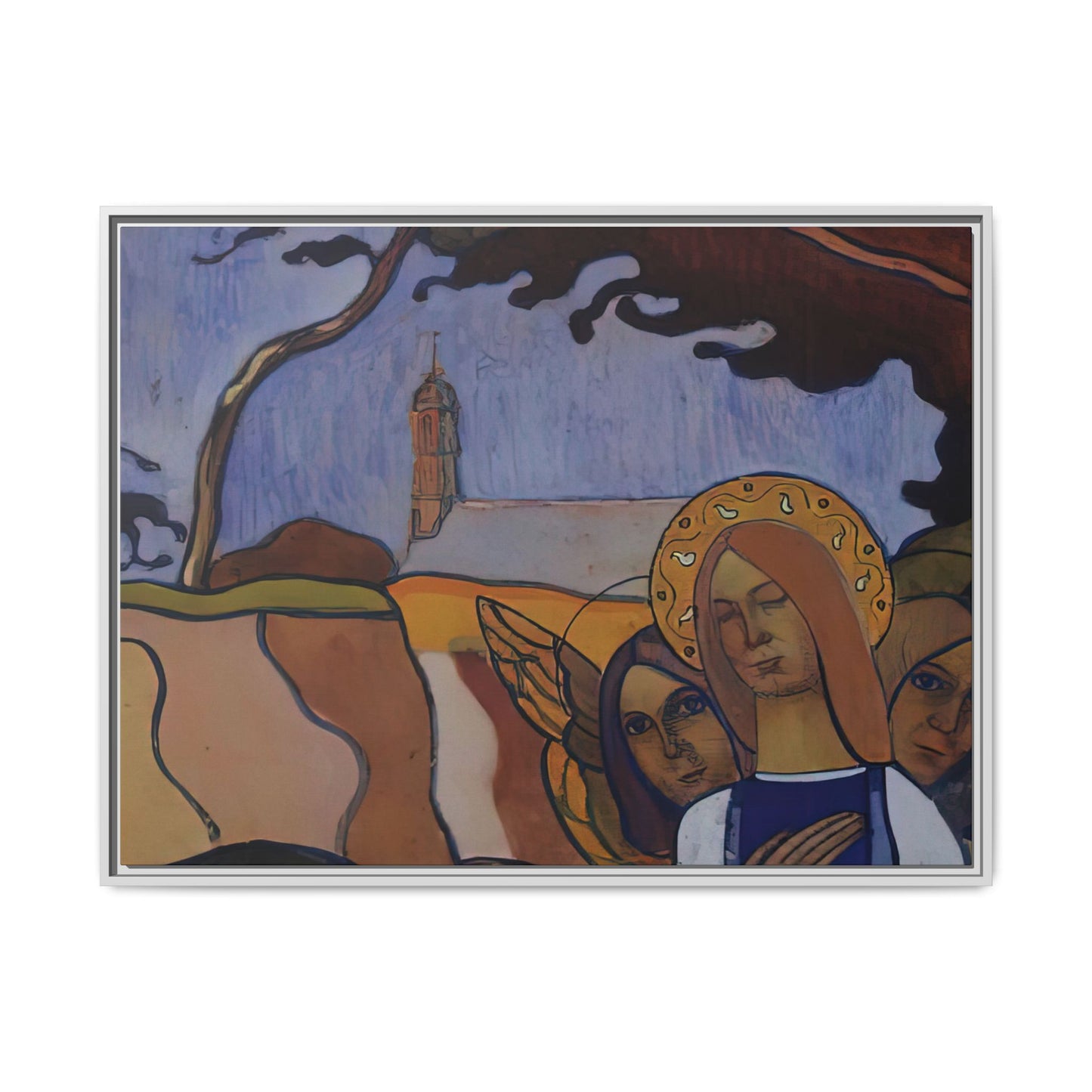 Filiger, Charles - Virgin and Two Angels (1895) - Matte Canvas, Framed