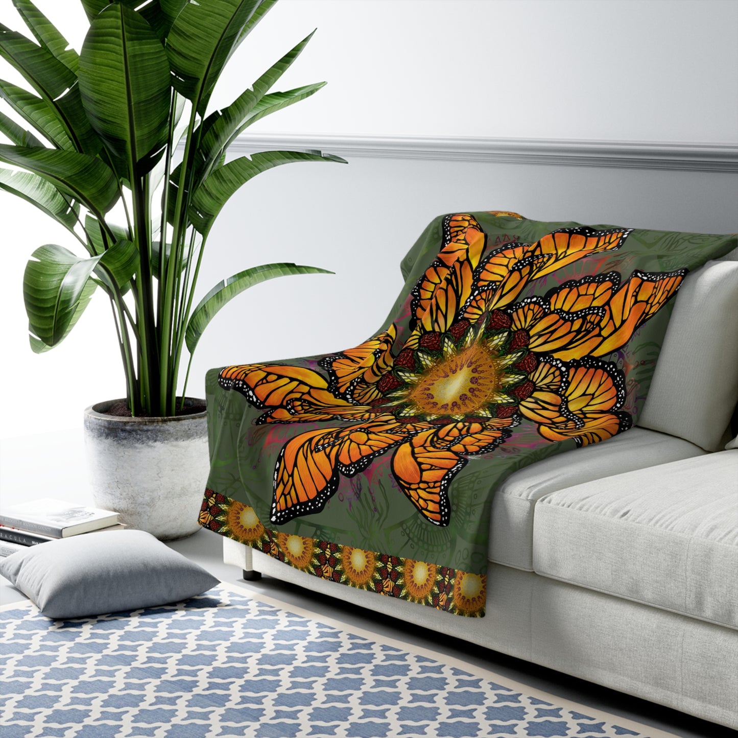 Pacio, Adam - Monarch Buttefly Mandala - Sherpa Fleece Blanket