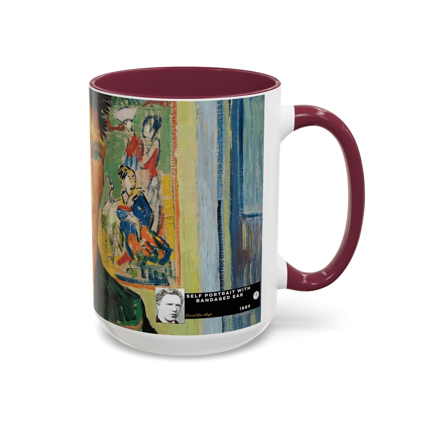 Van Gogh, Vincent - Self Portrait with Bandaged Ear (1889) - Colorful Accent Mugs