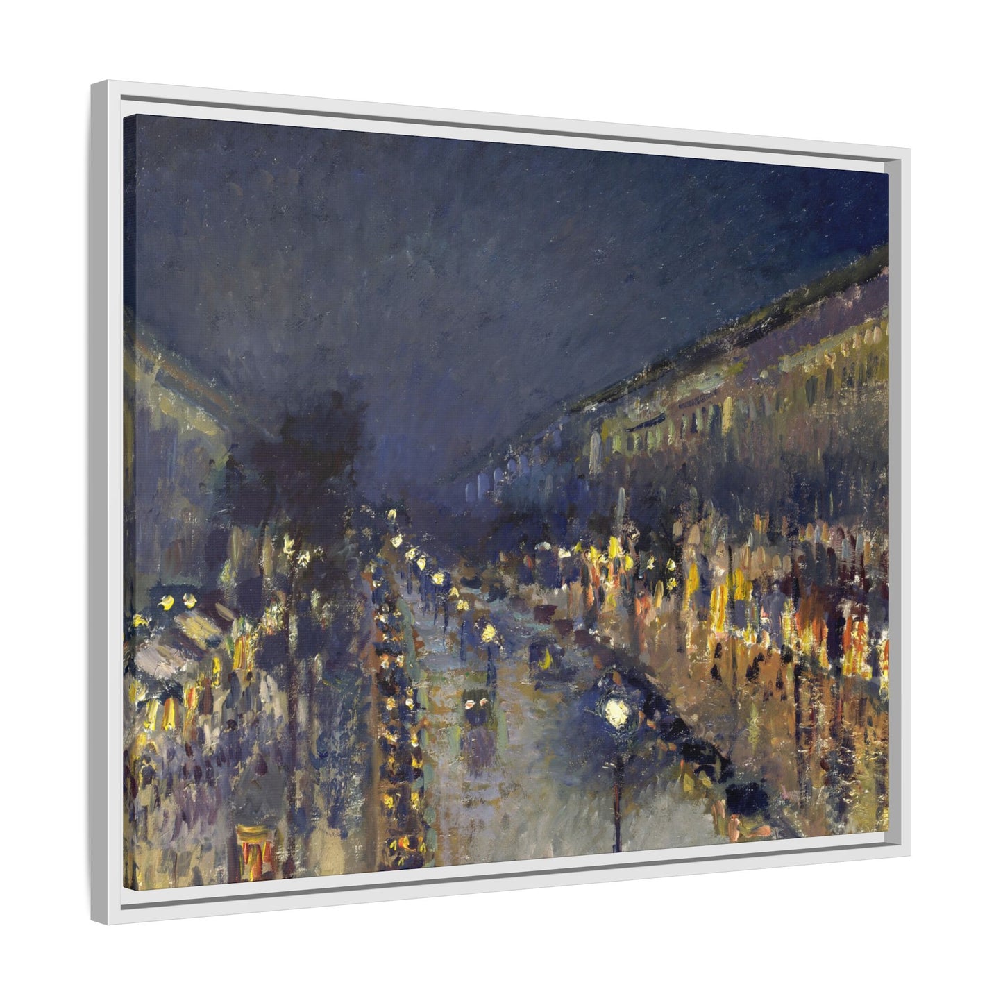 Pissarro, Camille - The Boulevard Montmartre At Night (1897) - Matte Canvas, Framed