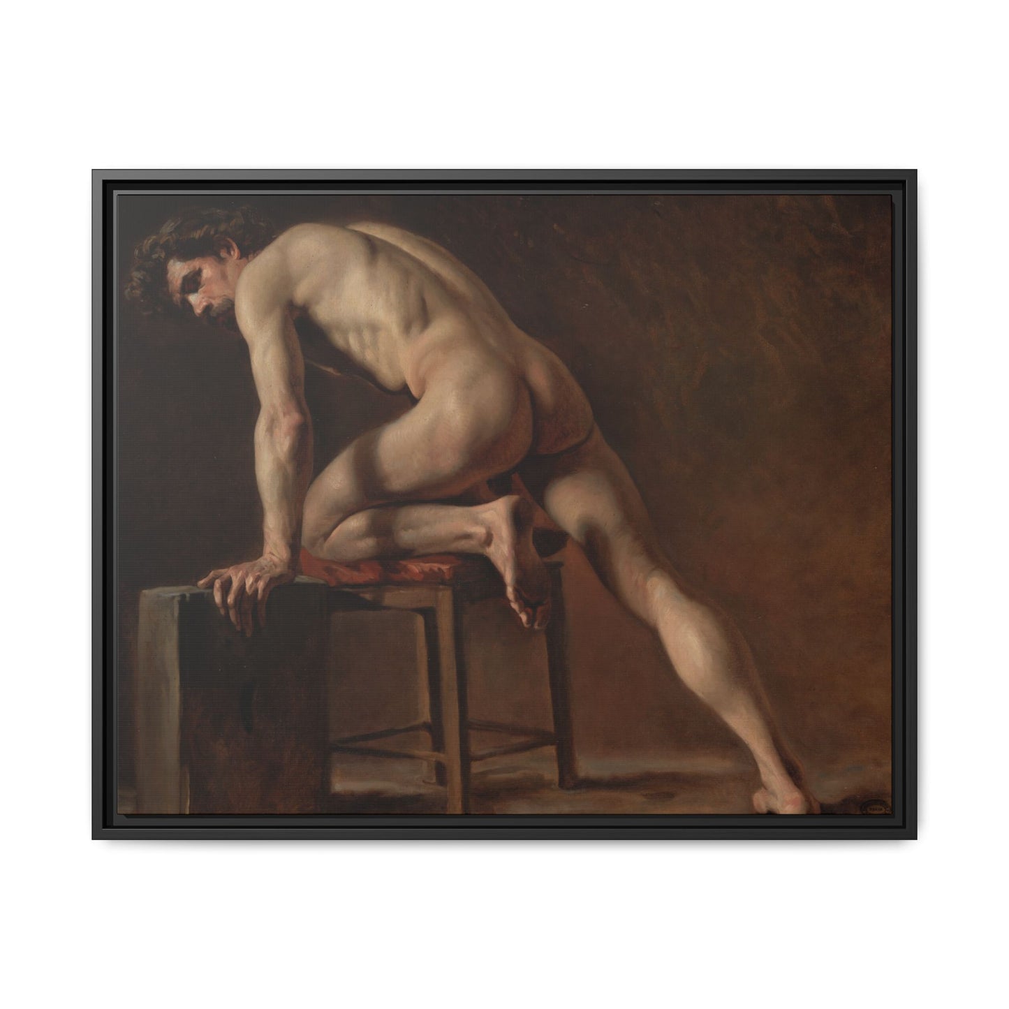 Courbet, Gustave - Study of a Nude Man (1840) - Matte Canvas, Framed