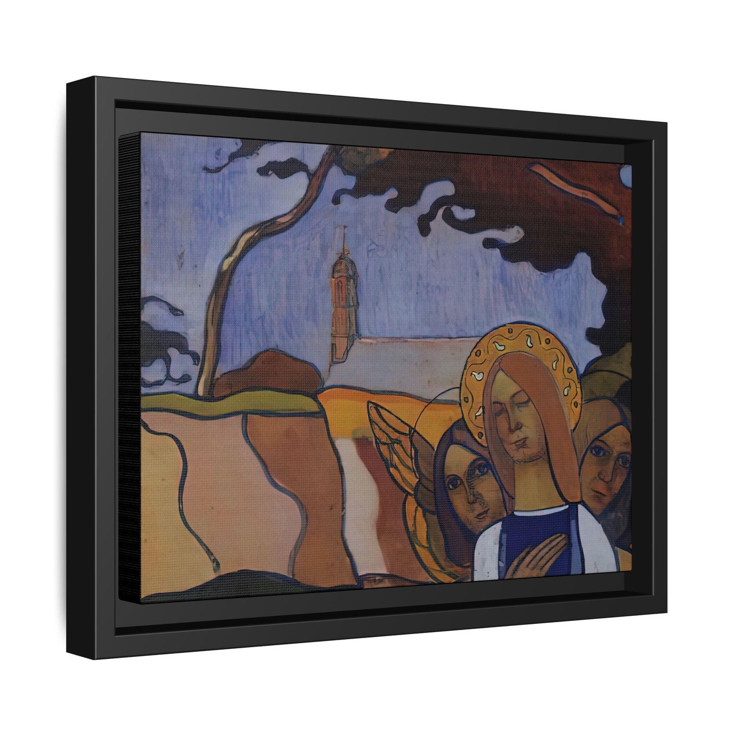 Filiger, Charles - Virgin and Two Angels (1895) - Matte Canvas, Framed
