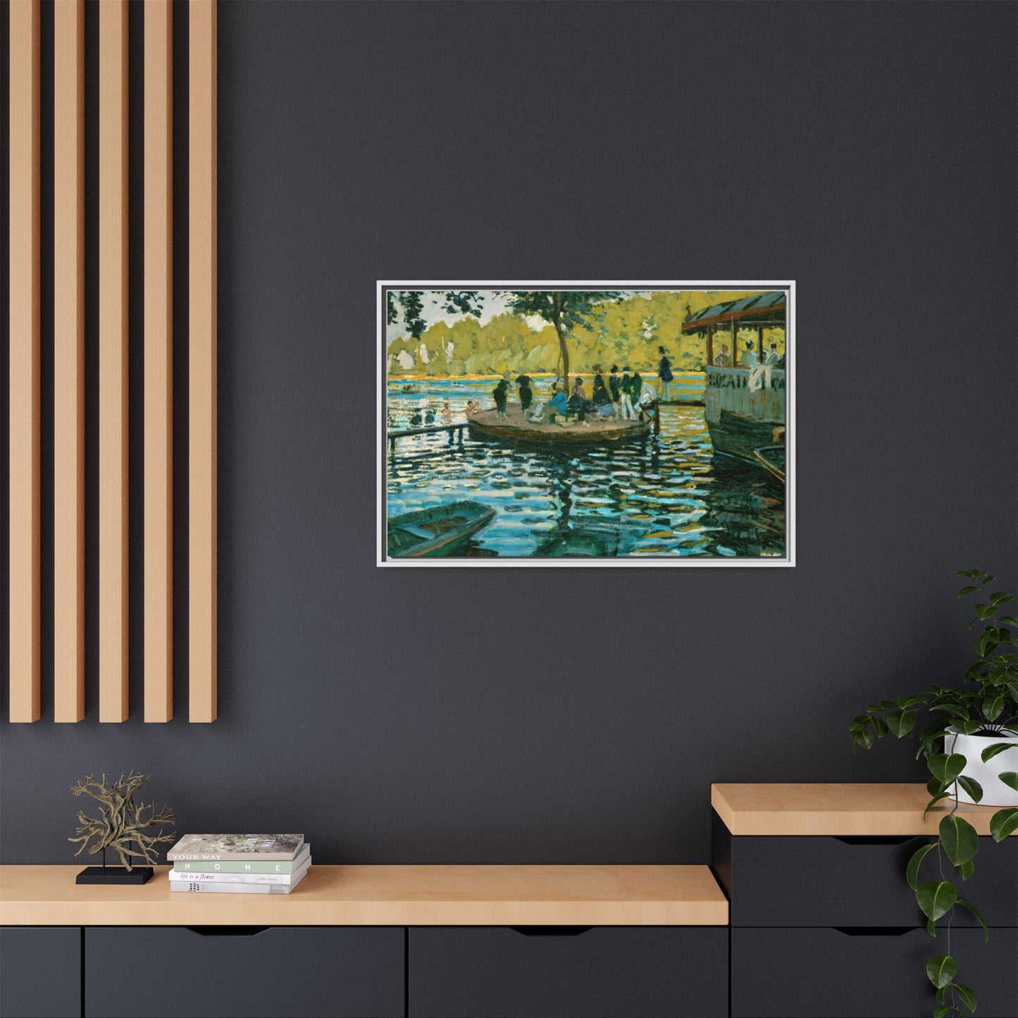 Monet, Claude - La Grenouillere (1869) - Matte Canvas, Framed