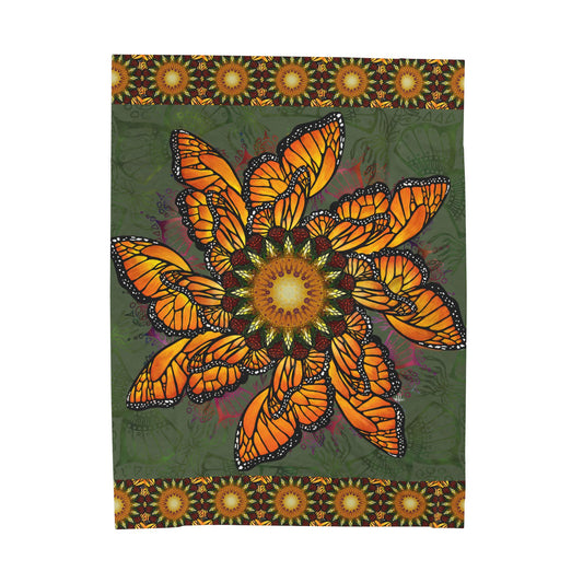 Monarch Butterfly Mandala - Velveteen Plush Blanket